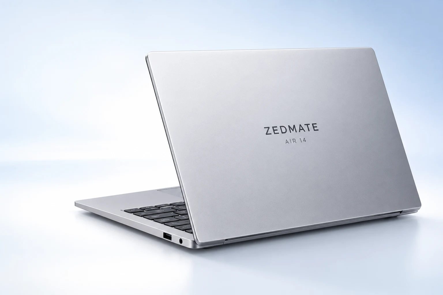 Zedmate Air 14 silver laptop viewed from the rear